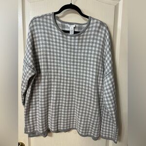 J. Jill Reversible Gray Plaid Sweater